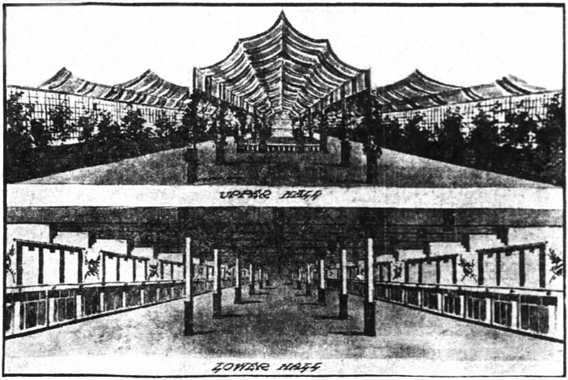 Sketch of design for the 1911 Auto Show at Music Hall
