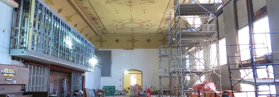 Ceiling restoration and stenciling in Corbett Tower