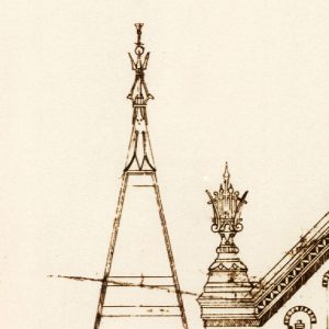 Hannaford drawing of pinnacles and cresting on Music Hall