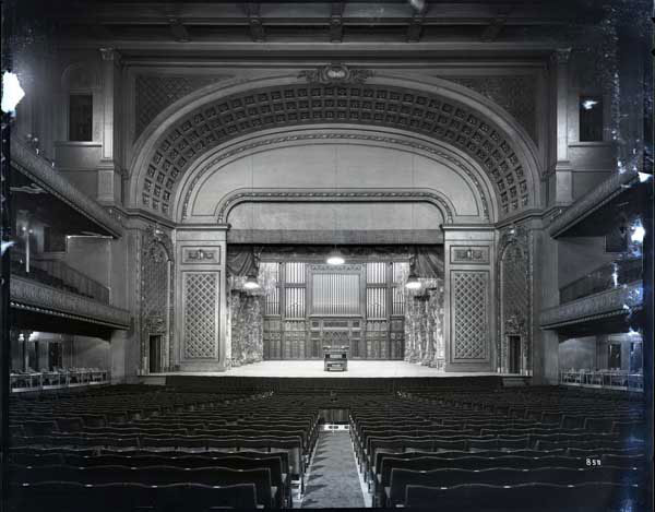 Stage with proscenium and organ