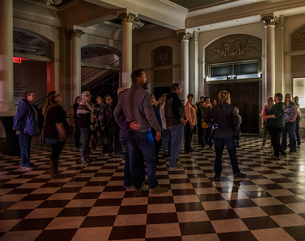 Ghost Tour participants in Music Hall Lobby