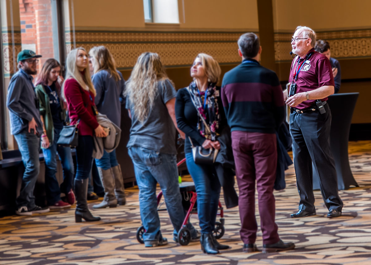 Cliff Goosmann and students in Corbett Tower