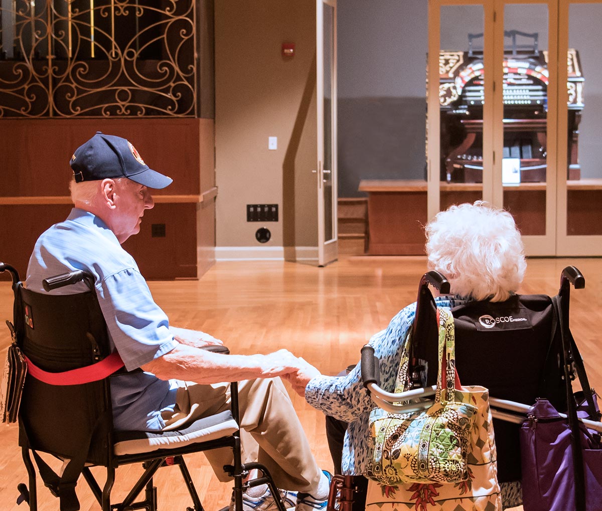 James and Patricia Mack, listening to "Somewhere Over the Rainbow" played on the Albee Mighty Wurlitzer