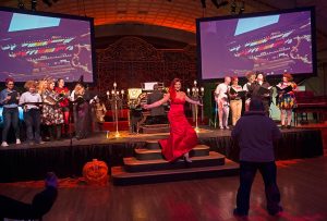 Wake the Dead Bash 2018 Emcee Brock Leah Spears with the Young Professional Chorus Collective