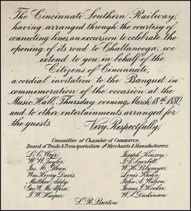 Invitation sent for the Southern Railway Banquet