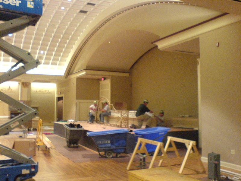 Work is underway to remove the stage.