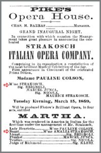 1859 Amalia Patti Strakosch-Italian Opera Co. Pikes Martha