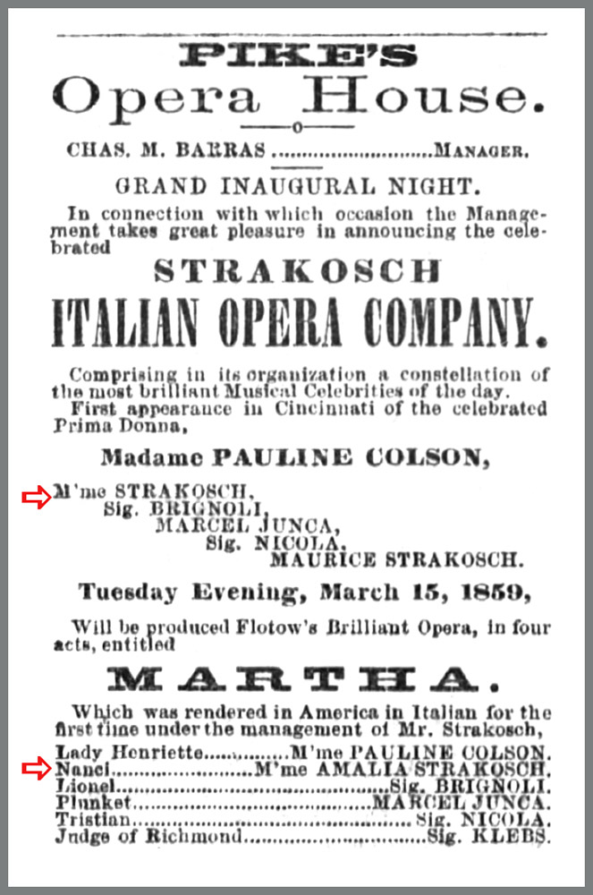 1859 Amalia Patti Strakosch-Italian Opera Co. Pikes Martha