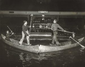 Canoe Tilting Competition at the 1938 Sportsmen's Show, Cincinnati Music Hall