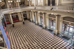 Cincinnati Music Hall's Grand Foyer, as seen from the balcony