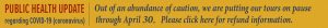 to alert that tours are paused