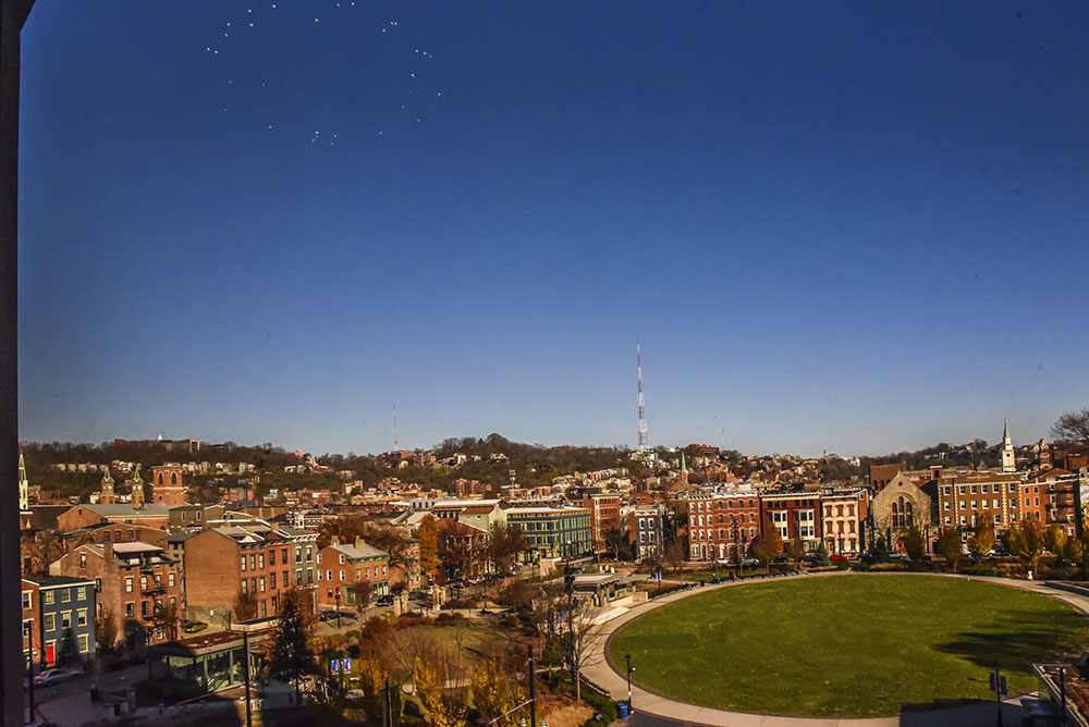 View of the Over-the-Rhine and Mt. Auburn neighborhoods from the Friends of Music Hall office