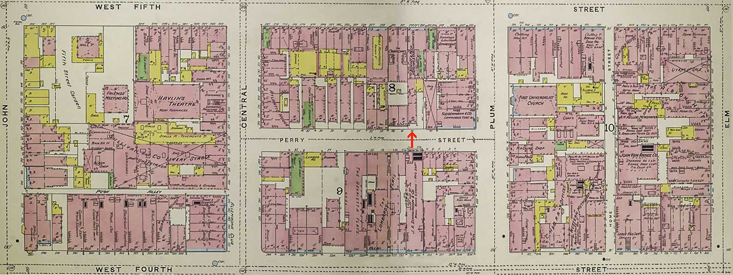 1891 Sanborn Insurance Map showing 14 Perry Street where Mamie Robinson was born