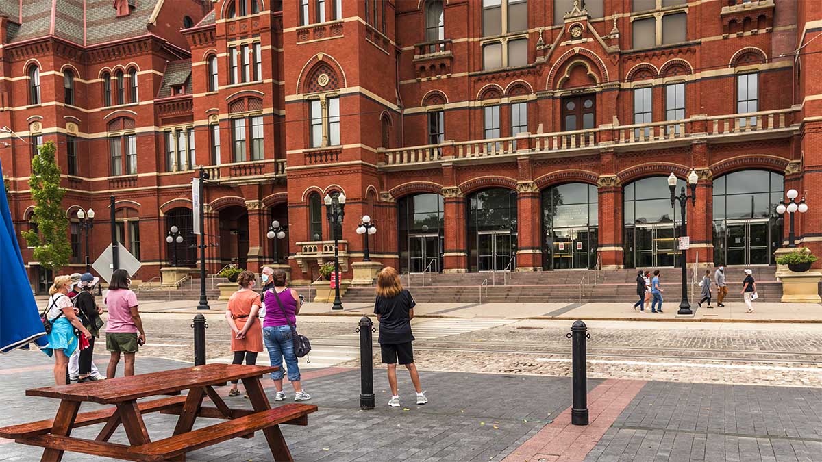 2 Friends of Music Hall Outdoor Building Tours of Cincinnati Music Hall, August 29, 2020