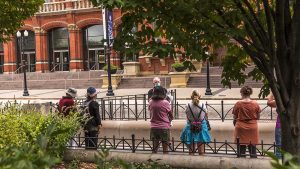 Tour Guides take guests to different points to view Music Hall while relating stories.