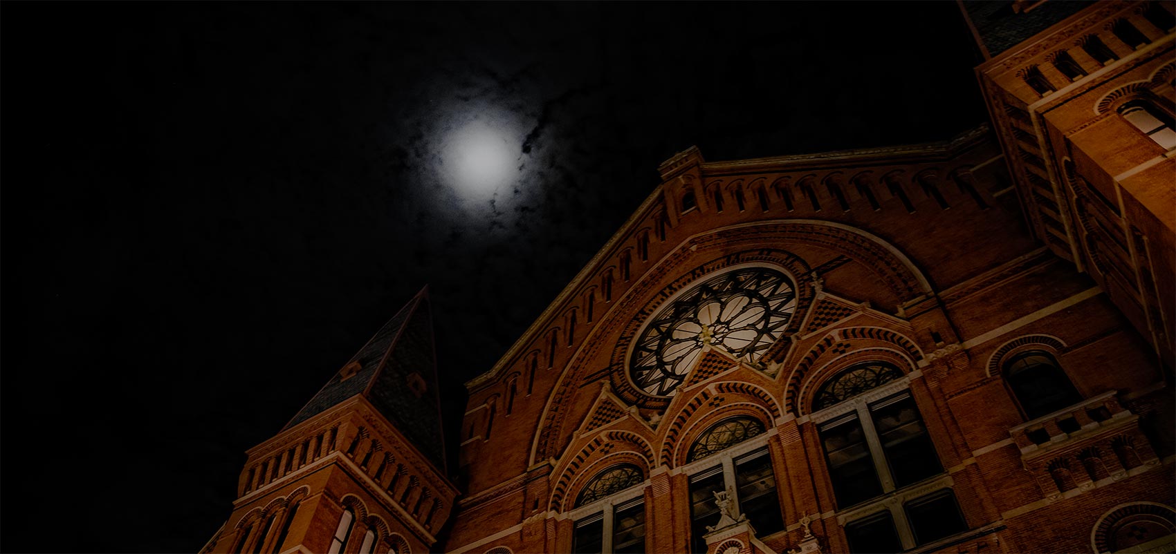 Is Music Hall Haunted - Full Moon Over a Ghostly Image of Cincinnati Music Hall