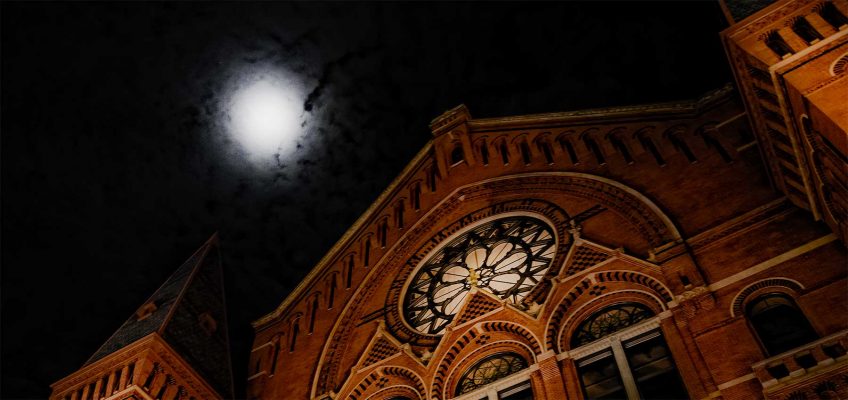 Full Moon over Music Hall following a Ghost Tour, January 2018