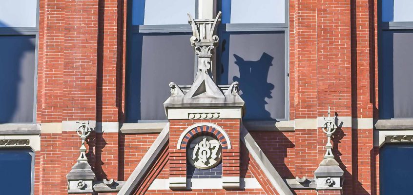 Three of the finials to be restored on the Elm Street facade of Cincinnati Music Hall