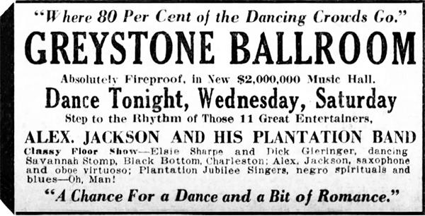 05. Alex. Jackson and His Plantation Band Ad, Cincinnati Enquirer, February 26, 1928.