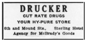 Drucker’s Drug Store, Sterling Hotel Ad, The Union, December 26, 1935