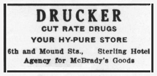 14. Drucker’s Drug Store, Sterling Hotel Ad, The Union, December 26, 1935.