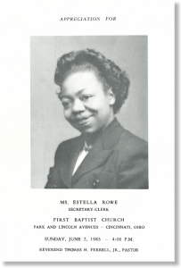 Cover "Appreciation of Estella Rowe" Concert Program, Courtesy Donald Hurd