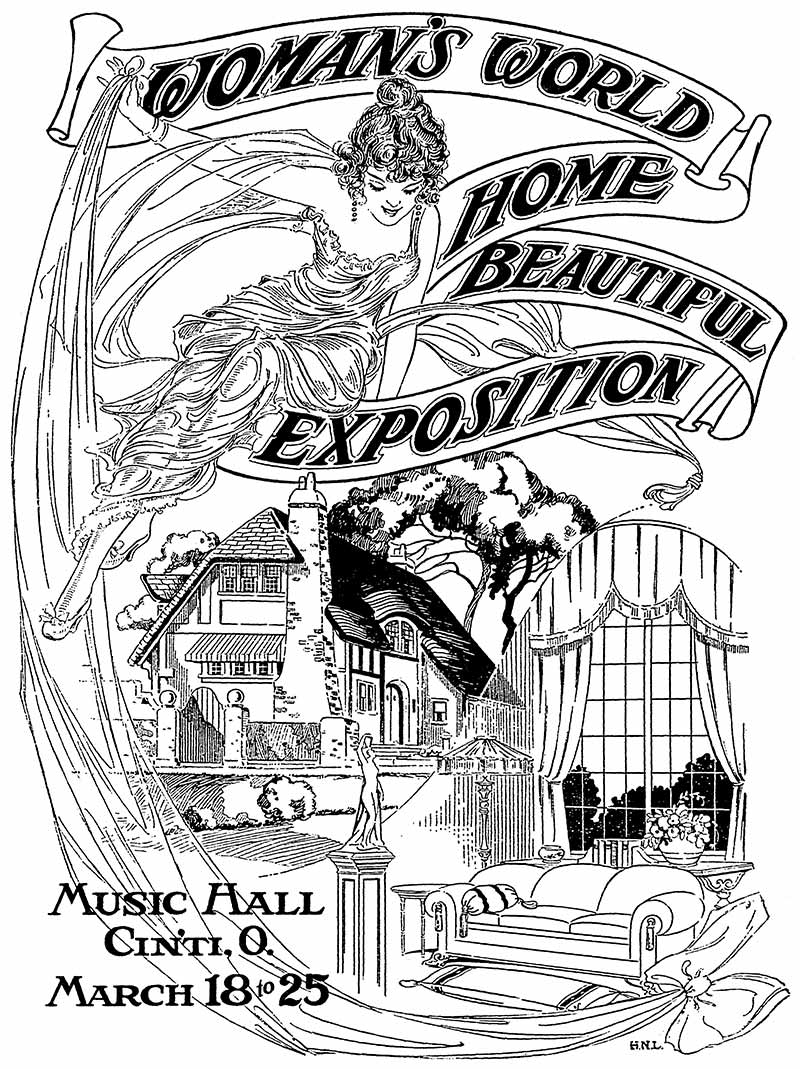 Poster and cover of the souvenir booklet for Women's World-Home Beautiful Exposition of 1925