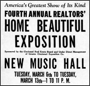 Top of an ad in the <i>Enquirer promoting the Fourth Annual Home Beautiful Exposition at the New Music Hall