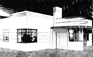 A photo of the model home built inside Music Hall in 1936.