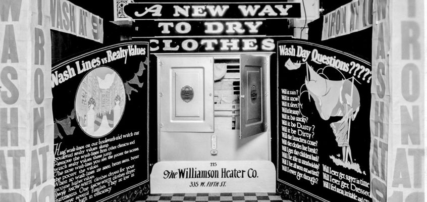 The Williamson Heater Co.'s clothes dryer display.