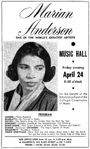 Marian Anderson CCM Benefit Recital, Music Hall, Ad, 1958-59 CSO Program Book