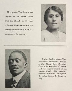 Mr. Martin Van and Mrs. Ella Taylor Roberts, Maple Street Church Brochure, NRW Scrapbook, Wyoming Historical Society