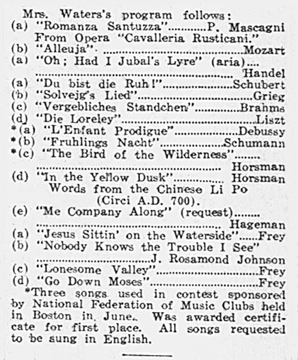 Program, Memorial Hall Farewell Recital, Cincinnati Enquirer, Sept. 15, 1929