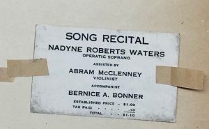 Ticket, Memorial Hall Recital, June 30, 1927, NRW Scrapbook, Wyoming Historical Society