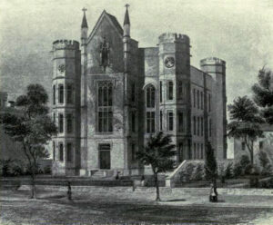 Illustration of Hughes High School when it was completed in 1853