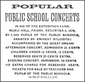 Ad for the Public School Concerts, December 6, 1878