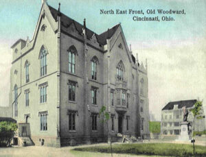 Postcard showing Old Woodward High School, 1310 Sycamore.