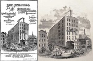 Both: The Krebs Lithographing Co. Left: 138, 140, 142 Sycamore St., Williams' Cincinnati Directory, p. 1664. Right: Engraving, Lithography in Cincinnati, Klein.