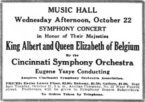 Cincinnati Enquirer Ad for a memorial concert with the CSO and May Festival Chorus, held on April 13, 1919.