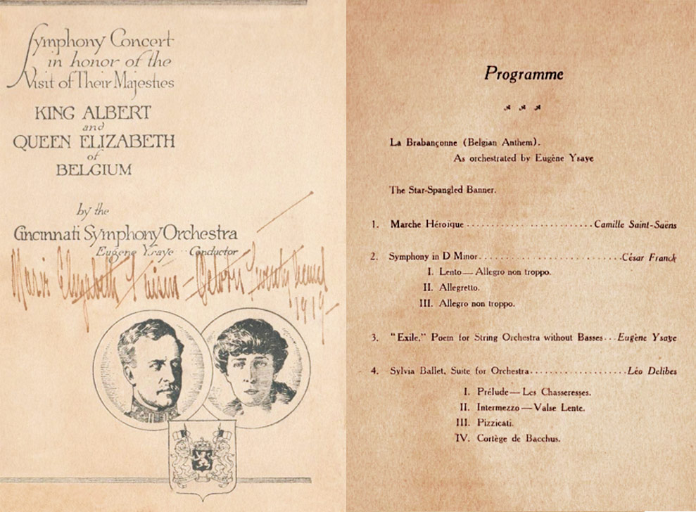 CSO Concert Program Honoring Their Magesites, Oct. 22, 1919.