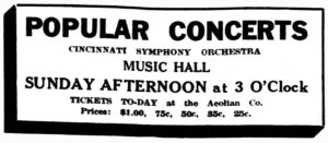 Cincinnati Enquirer ad for a popular concert Ysaye was conducting