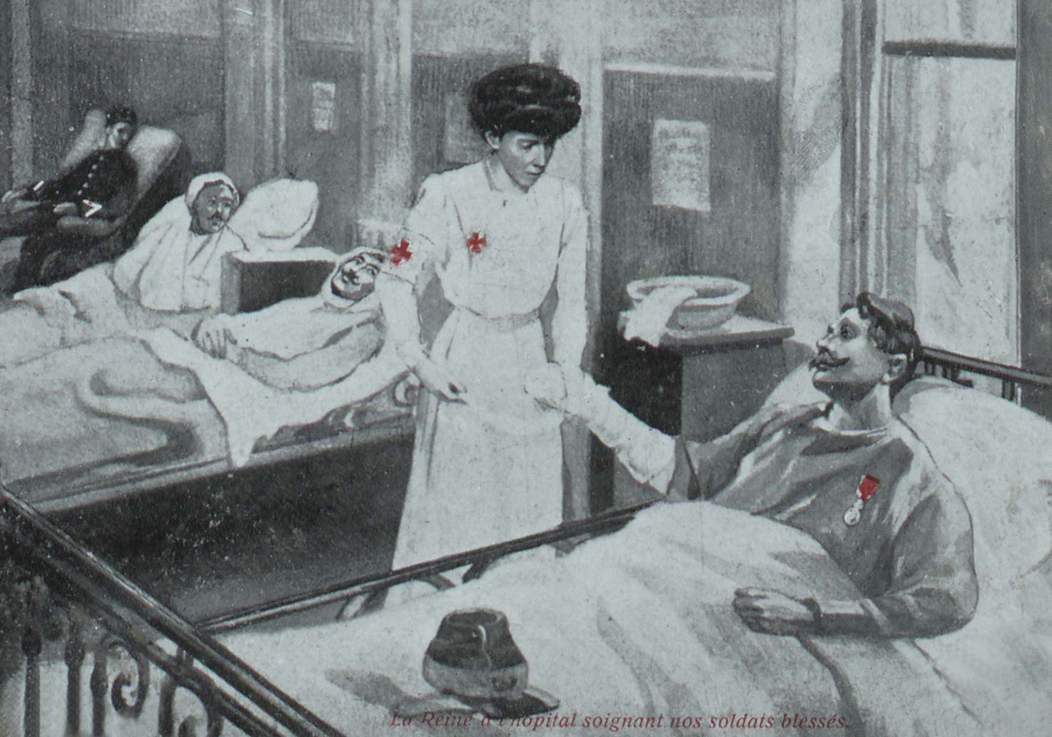 A postcard illustrating Queen Elisabeth as 'Nurse.'