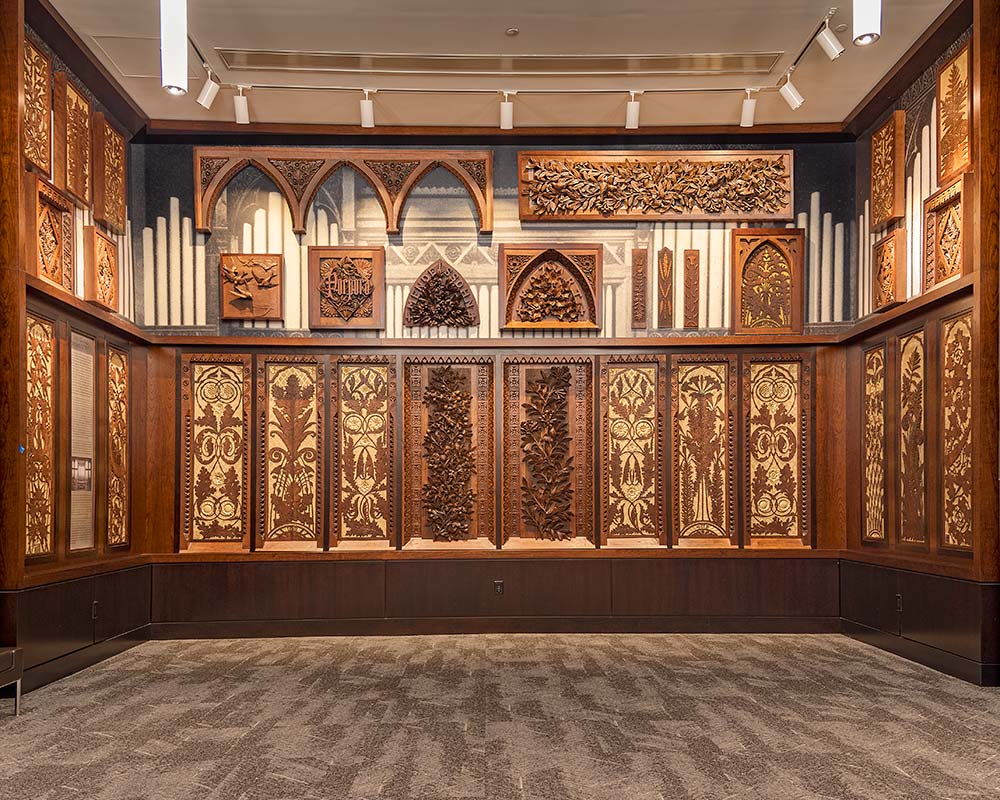 Restored hand-carved panels from the original Hook & Hastings organ in Cincinnati Music Hall