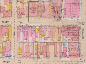 1904 Sanborn Insurance Map_Zion Baptist Church 430 W. 9th_btw John and Central Ave_Walker Home 422 W. 8th_Map#53