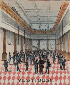 Illustration from the 1880 Southern Railroad Lithograph, Vestibule