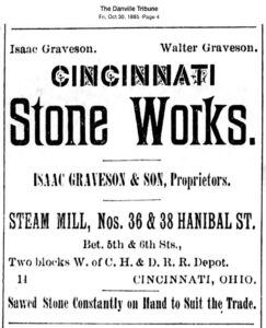 Clipping: AD for Cincinnati Stone Works in the Danville Tribune, KY, Oct. 30, 1885