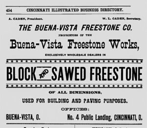 An Ad for Buena Vista Freestone in the Cincinnati Illustrated Business Directory, 1888-89