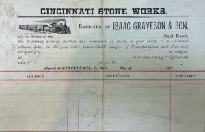 Photo of Cincinnati Stone Works, Receipt at R.R. Depot, Isaac Graveson & Son, CHLA