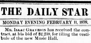 Clipping: The Daily Star announcement Graveson receives contract, Feb. 11, 1878