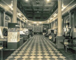 Main foyer looking north, set up for the 17th Annual Coal Convention & Exposition of the American Mining Congress